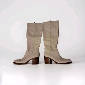 Sam Eddleton Winter White Ivory Leather boots